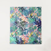 熱帯ジャングルの葉の水色の緑 タペストリー (正面)