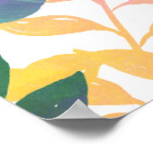 熱帯ジャングルの葉の水色の緑 ポスター (角)