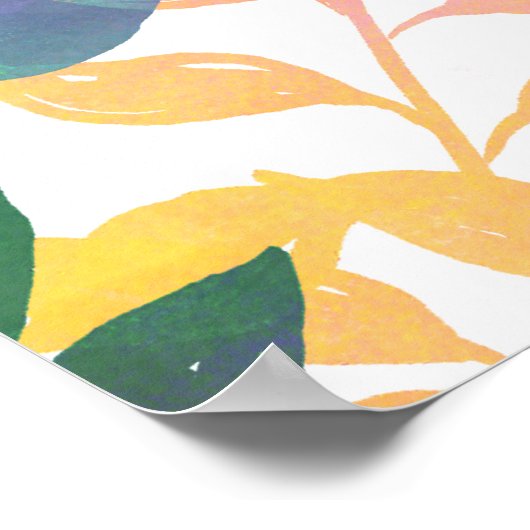 熱帯ジャングルの葉の水色の緑 ポスター (角)