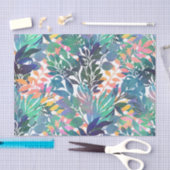 熱帯ジャングルの葉の水色の緑 薄葉紙 (クラフト)