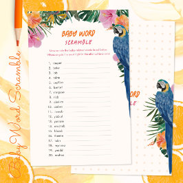 熱帯ジャングルの赤ちゃんシャワーワードスクランブルゲーム