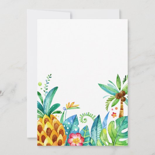 熱帯ジャングルの赤ちゃんシャワー、男の子または女の子 招待状 (裏面)