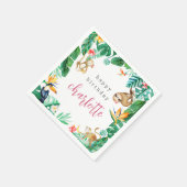 熱帯ジャングルアニマル子供の誕生日パーティー スタンダードカクテルナプキン (角)