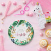 熱帯ジャングルアニマル子供の誕生日パーティー ペーパープレート (パーティー)