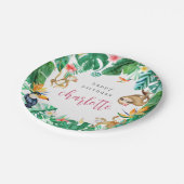 熱帯ジャングルアニマル子供の誕生日パーティー ペーパープレート (アングル)