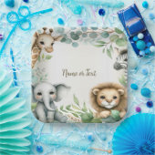 熱帯ジャングルサファリアニマルグリーン離れパーティー ペーパープレート (パーティー)