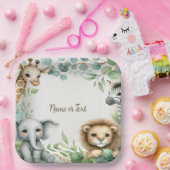 熱帯ジャングルサファリアニマルグリーン離れパーティー ペーパープレート (パーティー)