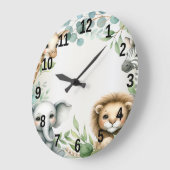 熱帯ジャングルサファリアニマルグリーン離れパーティー ラージ壁時計 (傾斜)