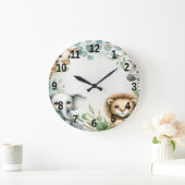 熱帯ジャングルサファリアニマルグリーン離れパーティー ラージ壁時計 (ホーム)