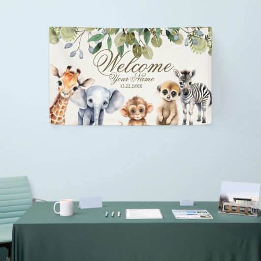 熱帯ジャングルサファリアニマルグリーン離れパーティー 横断幕 (トレードショー)