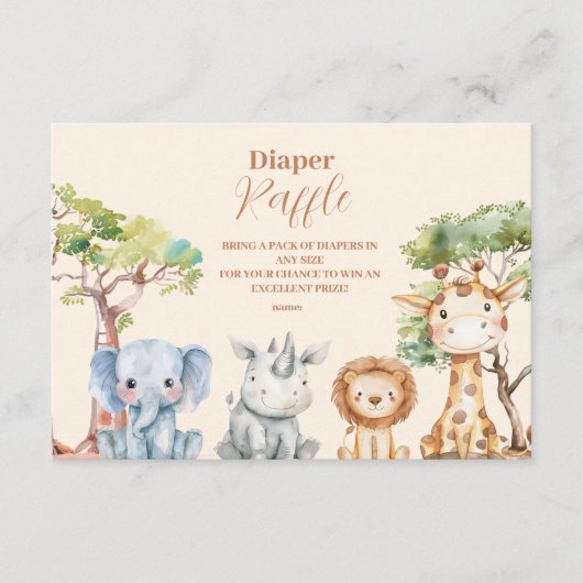 熱帯ジャングルサファリアニマルズボーイラッフルおむつ エンクロージャーカード (正面)