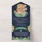 熱帯ジャングルサファリチータネイビーベイビーシャワー オールインワン招待状 (内側)