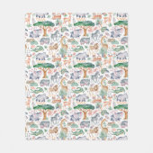 熱帯ジャングルサファリ動物のベビーシャワー フリースブランケット (正面)