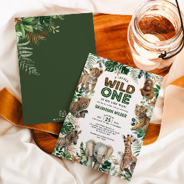 熱帯ジャングルサファリ動物のベビーシャワー 招待状