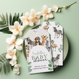 熱帯ジャングルサファリ動物の男の子の赤ちゃんシャワー ギフトタグ
