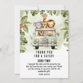 熱帯ジャングルサファリ動物の男の子の赤ちゃんシャワー サンキューカード (正面)
