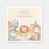 熱帯ジャングルサファリ動物の男の子の赤ちゃんシャワー スタンダードカクテルナプキン (正面)