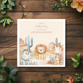 熱帯ジャングルサファリ動物の男の子の赤ちゃんシャワー スタンダードカクテルナプキン