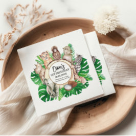 熱帯ジャングルサファリ動物の男の子の赤ちゃんシャワー スタンダードカクテルナプキン