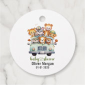 熱帯ジャングルサファリ動物の男の子の赤ちゃんシャワー フェイバータグ (裏面)