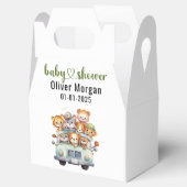 熱帯ジャングルサファリ動物の男の子の赤ちゃんシャワー フェイバーボックス (オープン)
