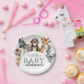 熱帯ジャングルサファリ動物の男の子の赤ちゃんシャワー ペーパープレート (パーティー)