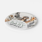 熱帯ジャングルサファリ動物の男の子の赤ちゃんシャワー ペーパープレート (アングル)