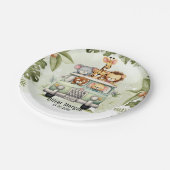 熱帯ジャングルサファリ動物の男の子の赤ちゃんシャワー ペーパープレート (アングル)