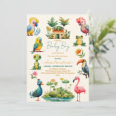 熱帯ジャングルサファリ動物の男の子の赤ちゃんシャワー 招待状 (スタンド正面)
