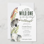 熱帯ジャングルサファリ動物の男の子の赤ちゃんシャワー 招待状 (正面)