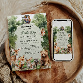 熱帯ジャングルサファリ動物の男の子の赤ちゃんシャワー 招待状