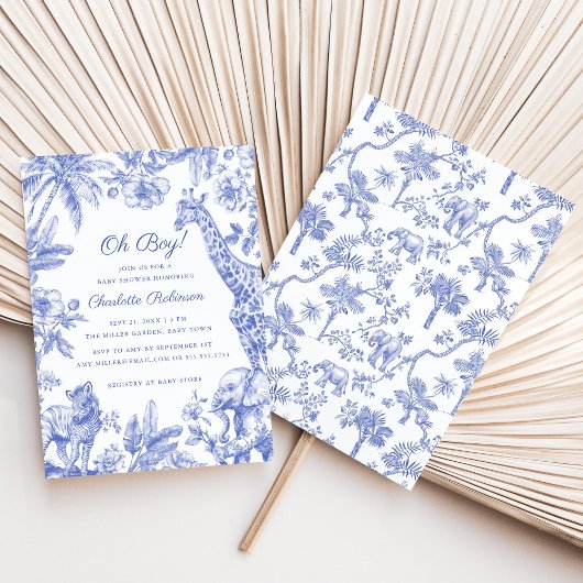 熱帯ジャングルサファリ動物の男の子の赤ちゃんシャワー 招待状