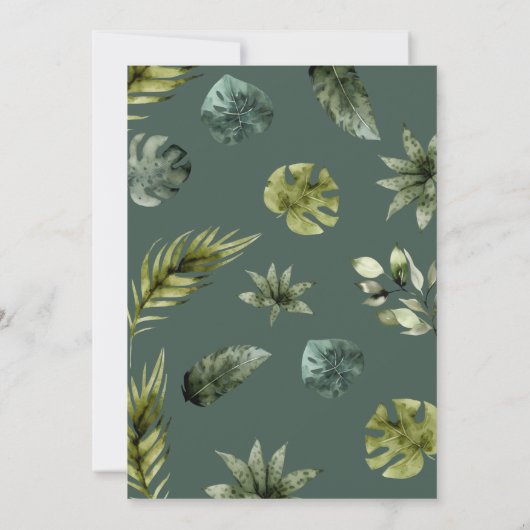 熱帯ジャングルサファリ動物の男の子の赤ちゃんシャワー 招待状 (裏面)