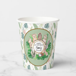 熱帯ジャングルサファリ動物の男の子の赤ちゃんシャワー 紙コップ