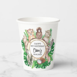 熱帯ジャングルサファリ動物の男の子の赤ちゃんシャワー 紙コップ
