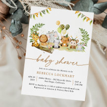 熱帯ジャングルサファリ動物の赤ちゃんシャワーニュートラル