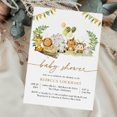 熱帯ジャングルサファリ動物の赤ちゃんシャワーニュートラル 招待状