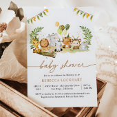 熱帯ジャングルサファリ動物の赤ちゃんシャワーニュートラル 招待状