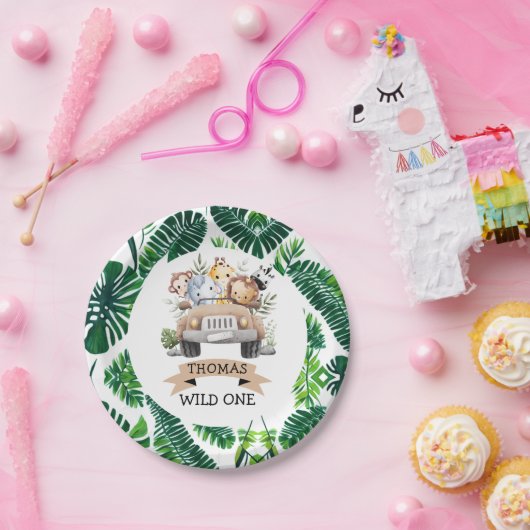 熱帯ジャングルサファリ動物パーティー ペーパープレート (パーティー)