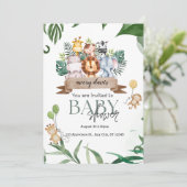 熱帯ジャングルサファリ動物ボーイベビーシャワーInv 招待状 (スタンド正面)