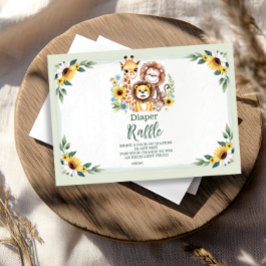 熱帯ジャングルサファリ動物ラッフルおむつ エンクロージャーカード