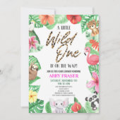 熱帯ジャングルサファリ動物園の野生動物の赤ちゃんシャワー 招待状 (正面)