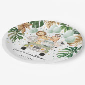 熱帯ジャングルサファリ野生動物ベビーシャワー ペーパープレート (アングル)