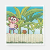 熱帯ジャングルシーンのサルとカタツムリ スタンダードランチョンナプキン (正面)