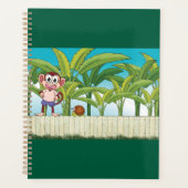熱帯ジャングルシーンのサルとカタツムリ プランナー手帳 (正面)