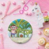 熱帯ジャングルシーンのサルとカタツムリ ペーパープレート (パーティー)