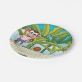 熱帯ジャングルシーンのサルとカタツムリ ペーパープレート (アングル)