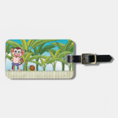 熱帯ジャングルシーンのサルとカタツムリ ラゲッジタグ (正面横)