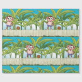 熱帯ジャングルシーンのサルとカタツムリ ラッピングペーパー (フラット)