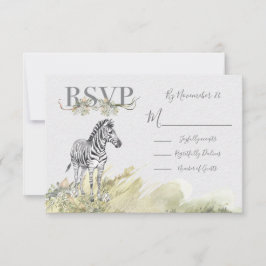 熱帯ジャングルゼブラ結婚の応答カードRSVP 出欠カード